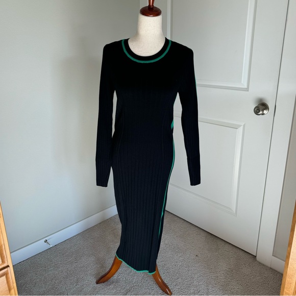 Daily Practice by Anthropologie Long-Sleeve Sporty Sweater Dress Black Green - Picture 4 of 12